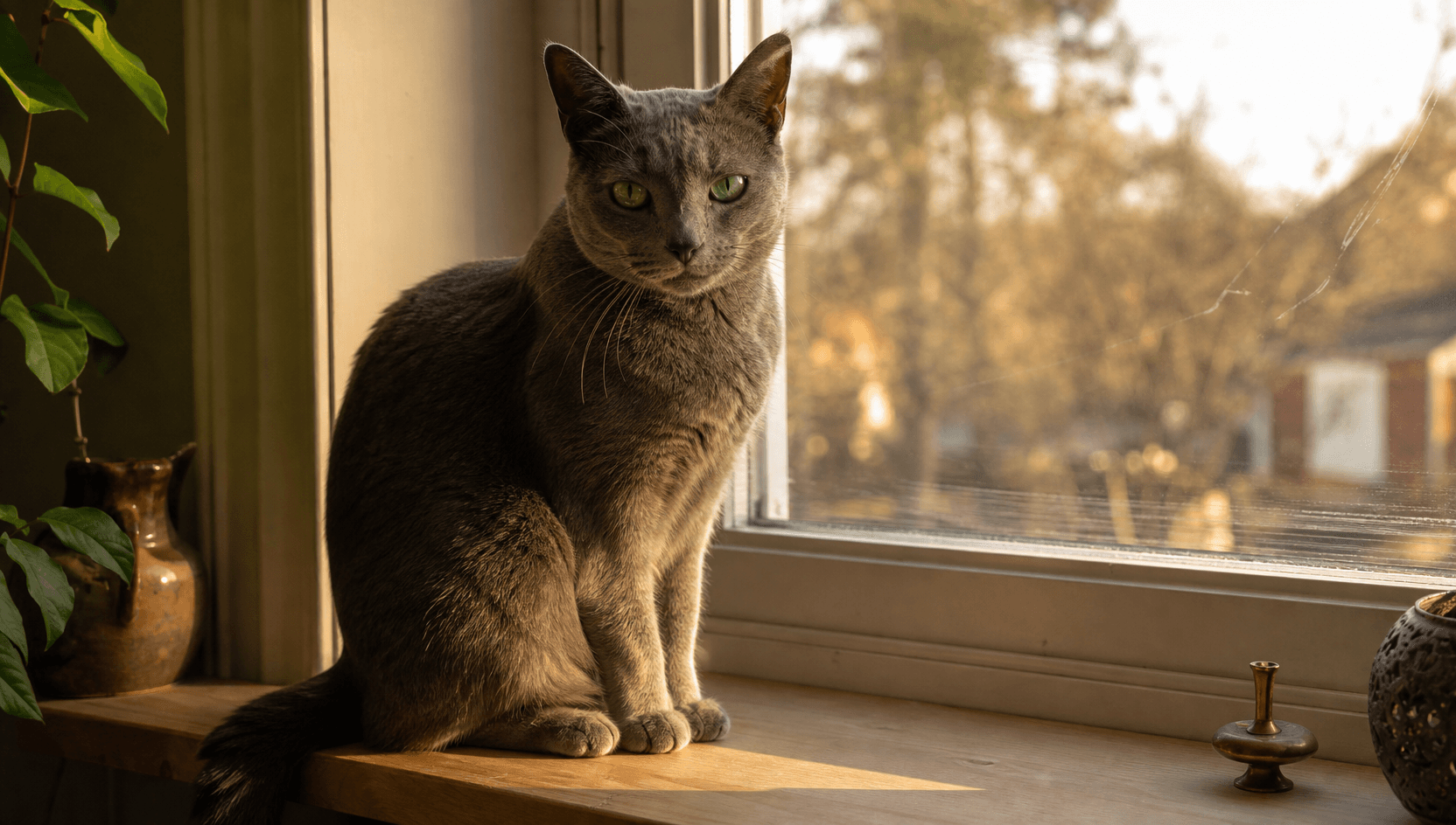 Katt hoppar upp på fönsterplats igen efter smärtbehandling.