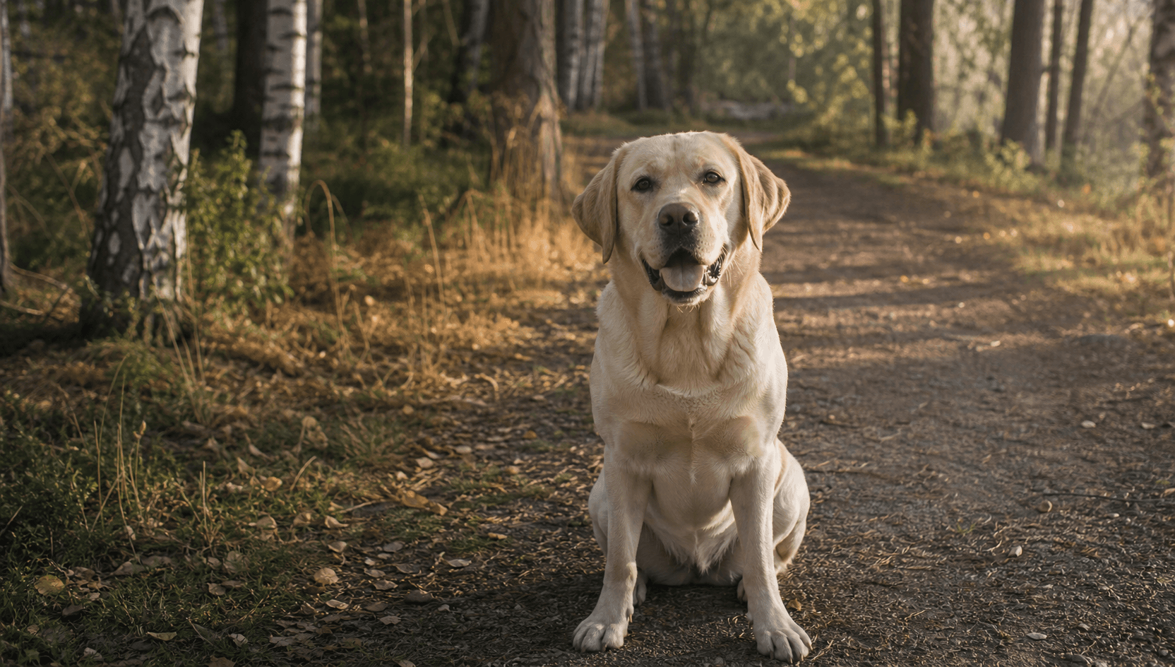 Hund är pigg utomhus efter tandrengöring och munvård.